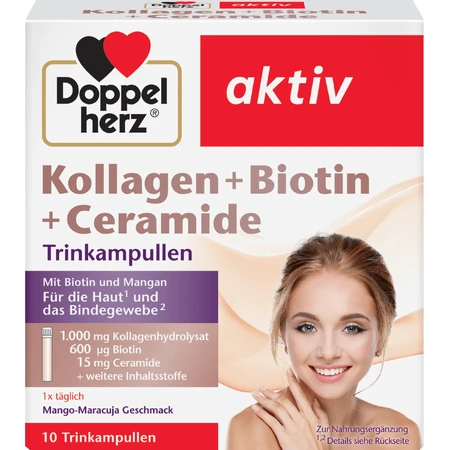 Kollagen + Biotin + Ceramide, 10 flacons, Doppelherz