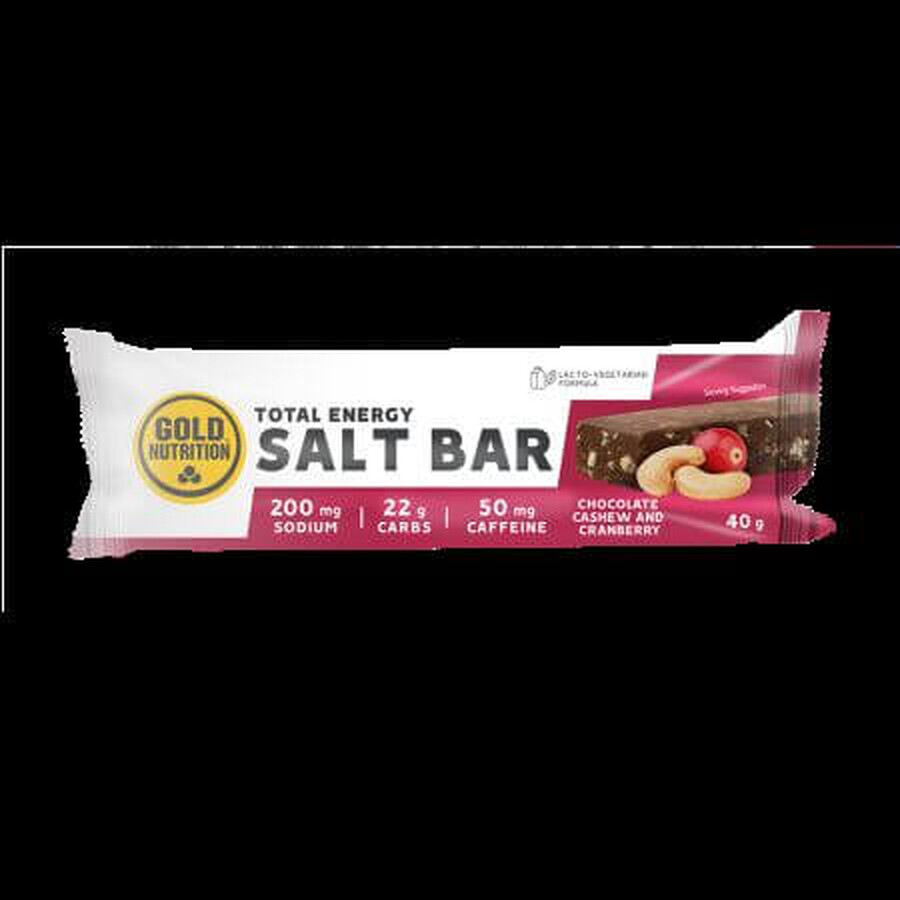 Chocolate, cashew and cranberry salty energy bar, 40 g, Total Energy Salt Bar