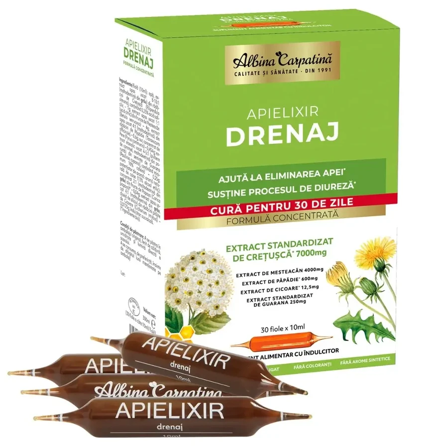 Apielixir Drainage, 30 flacons, Albina Carpatina