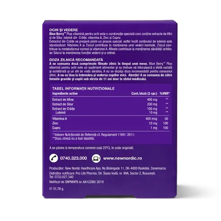 Blue Berry plus oogvitamine, 60 filmomhulde tabletten, New Nordic