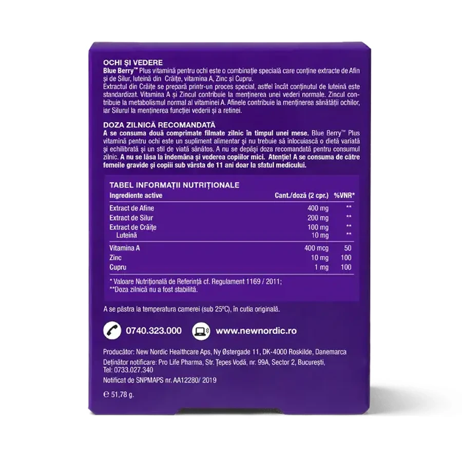 Blue Berry plus oogvitamine, 60 filmomhulde tabletten, New Nordic