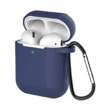 Carcasă pentru AirPods 2 / AirPods 1 carcasă moale din silicon pentru căști + breloc pandantiv albastru (carcasa D)