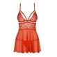 Obsessive 838-BAB-3 Babydoll și G-string Roșu S/M