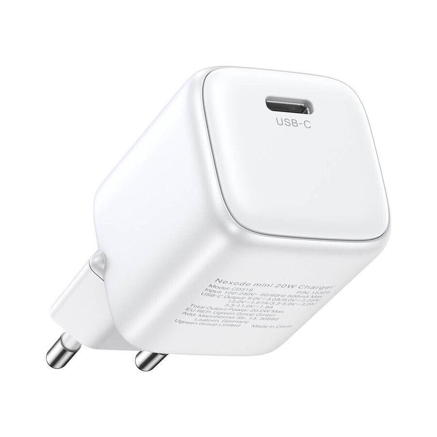 Ugreen Nexode mini CD318 15324 GaN 20W USB-C PD 3.0 / QC 4.0 Netzladegerät - weiß