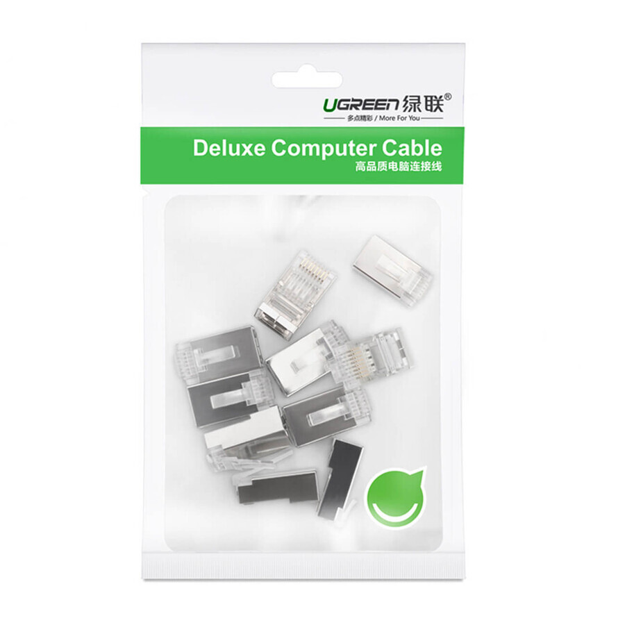 Ugreen 10x connettore RJ45 8P8C (UTP Cat. 6 / Cat. 5 / Cat. 5e) argento (NW111)