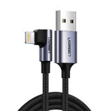 Cable Ugreen US299 60521 acodado Lightning / USB-A MFi 2,4A 1m - negro