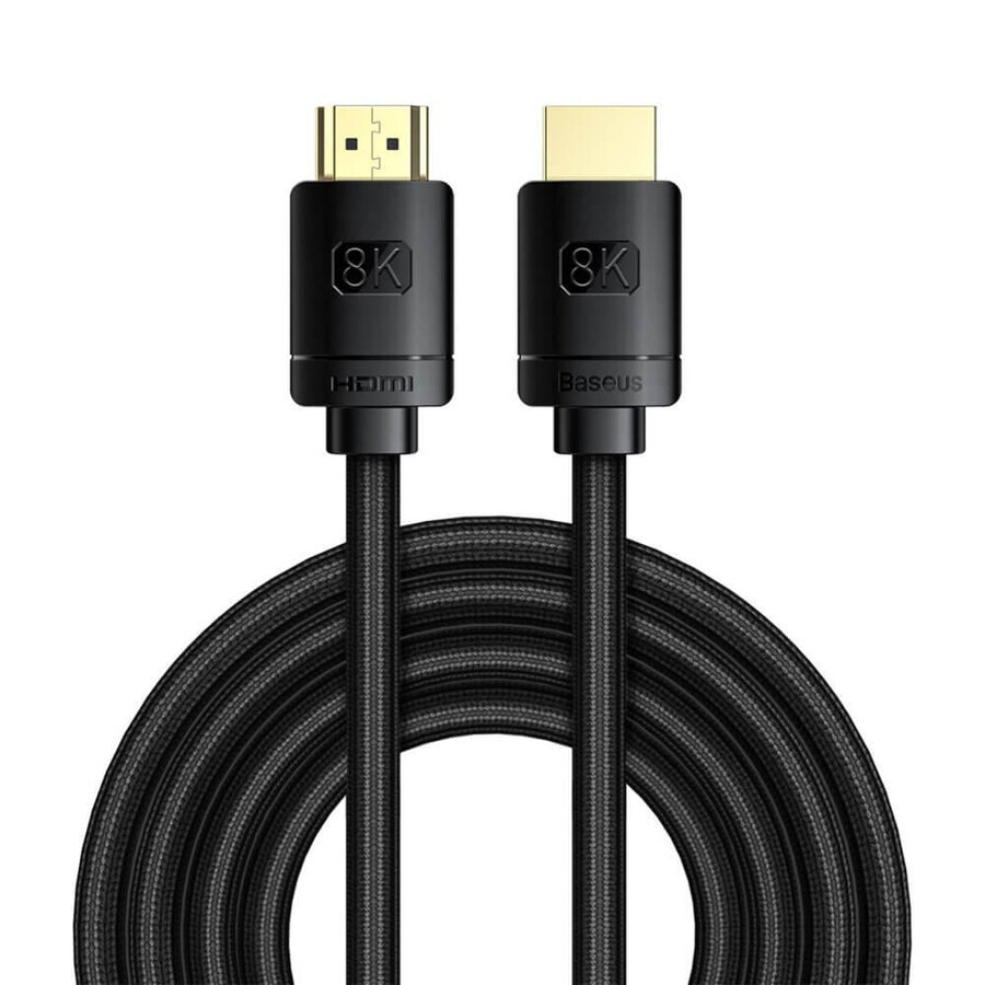 Baseus HDMI 2.1 kabel 8K 60 Hz 48 Gbps / 4K 120 Hz / 2K 144 Hz 3D eARC QMS Dynamic HDR VRR ALLM 3 m zwart (CAKGQ-L01)