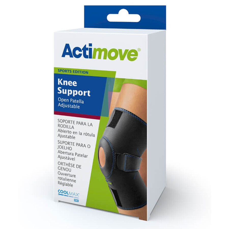 Actimove Knee Support Open Patella Einstellbare Kniestütze schwarz universal