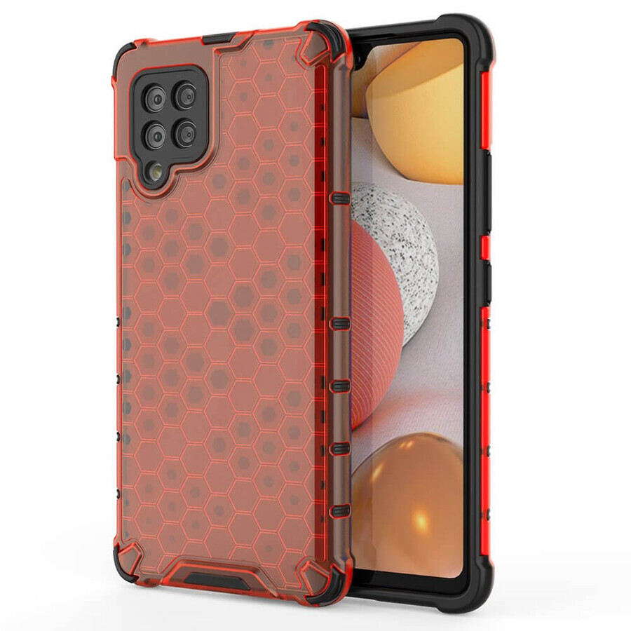 Etui blindé en nid d'abeille avec cadre en gel Samsung Galaxy A42 5G rouge