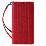 Magneet Strap Case iPhone 14 Plus flip cover portemonnee mini sleutelkoord standaard rood