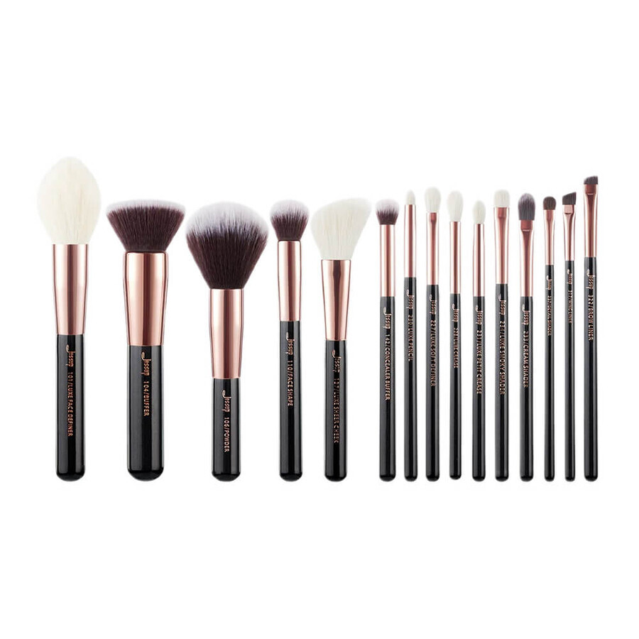 Jessup Essential Makeup Brush Set Black, 15 pièces