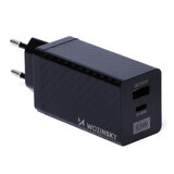 Wozinsky GaN 65W chargeur avec ports USB, USB C supporte QC 3.0 PD noir (WWCG01)