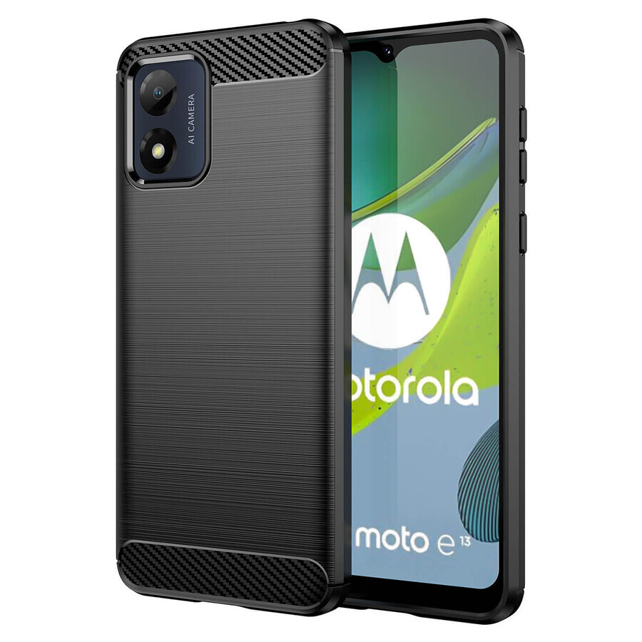Carbon Case Motorola Moto E13 case flexible silicone carbon case black