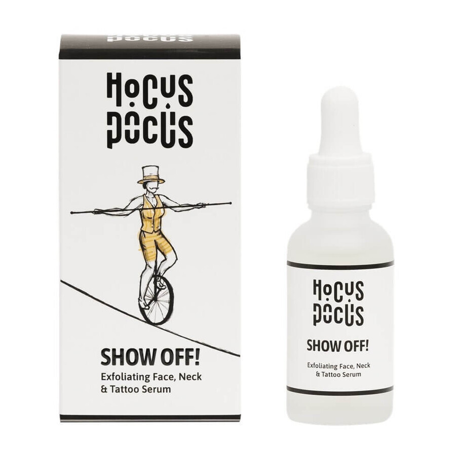 Hocus Pocus Show Off! Micro-exfoliërend gezichtsserum voor hals en tatoeage, 30 ml