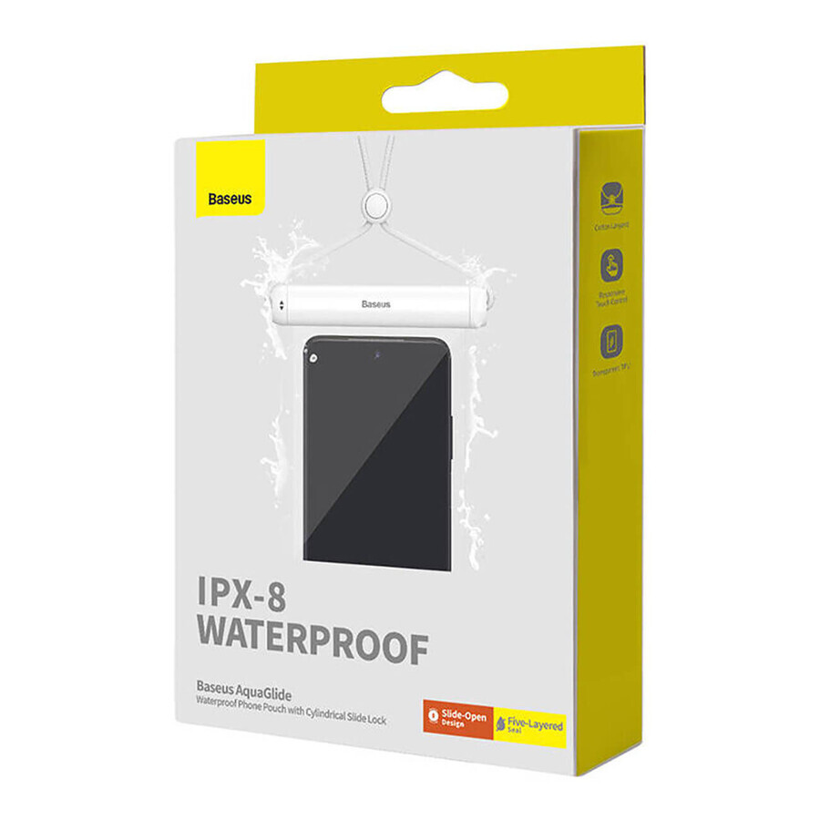 Baseus AquaGlide BS-PC030 étui étanche IPX8 avec fermoir cylindrique - blanc