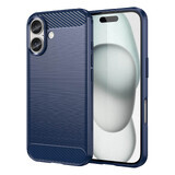 Siliconen hoesje Carbon case voor iPhone 16 - blauw