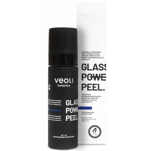 Veoli Botanica Glass Skin Power Peel Hydraterende en verhelderende gel gezichtsscrub met melkzuur 10%, tranexaminezuur 2,5% en ectoïne 1%, 30 ml