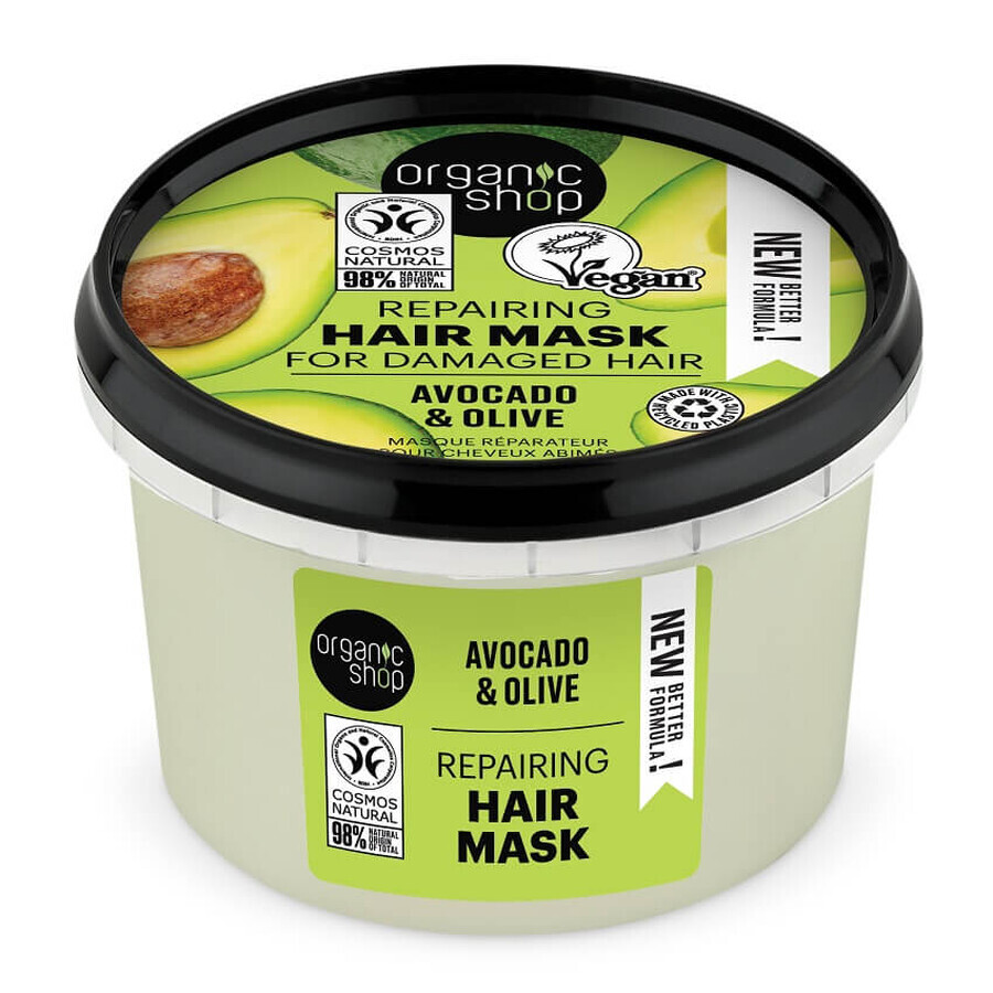 Organic Shop Mascarilla capilar reparadora Aguacate y Oliva, 250 ml