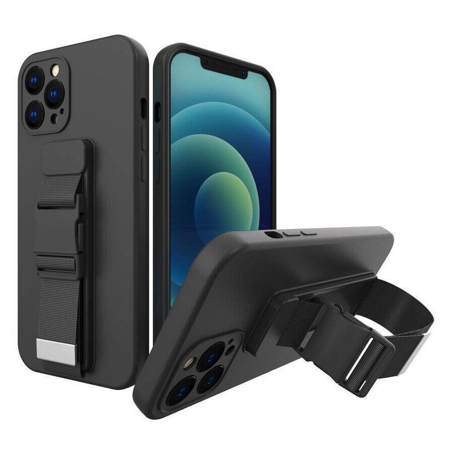 Rope Case étui en silicone avec dragonne pour Samsung Galaxy S22+ (S22 Plus) noir