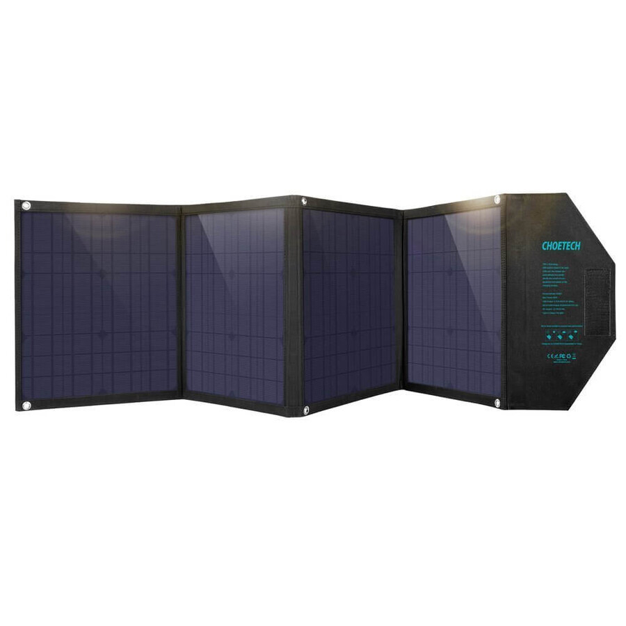 Choetech SC007 grote opvouwbare zonnelader 80W DC / USB-C / 2x USB-A PD, QC - zwart