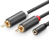 Ugreen AV102 10588 cable audio mini jack 3,5mm (hembra) - 2RCA (macho) 1m - gris