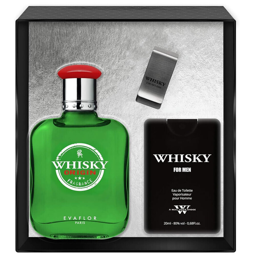 Evaflor Whisky Origin Eau de Toilette, 100 ml + Eau de Toilette, 20 ml + Note Clip