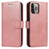 Portemonneehoesje met klep voor iPhone 15 Pro Max Magnet Case - roze