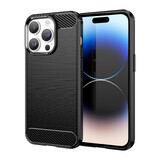 Carbon Hoesje iPhone 14 Pro flexibele gel back case zwart