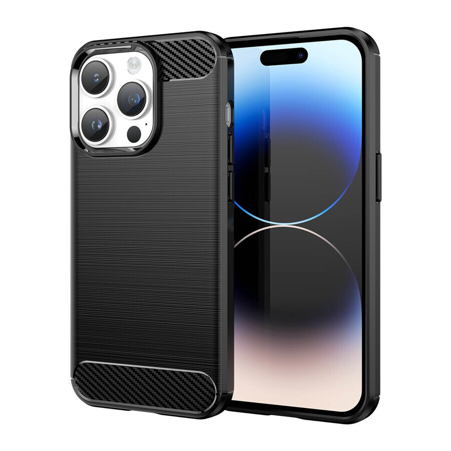 Shop Carbon Case iPhone 14 Pro flexible Gelrückwand schwarz Carbon Case iPhone 14 Pro flexible Gelrückwand schwarz