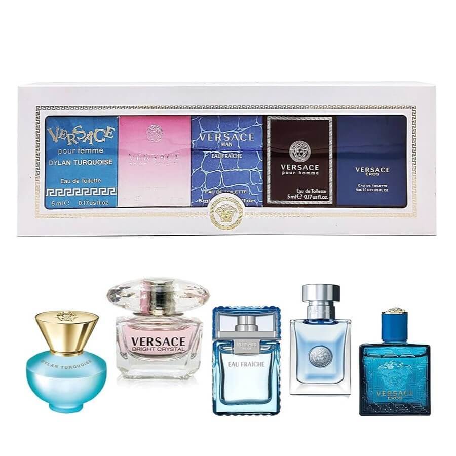 Comprar Colección Versace Miniaturas Agua de Colonia Dylan Turquoise, 5 ml + Agua de Colonia Bright Crystal, 5 ml + Agua de Colonia Man Eau Fraiche, 5 ml + Agua de Perfume Pour Homme, 5 ml + Agua de Colonia Eros, 5 ml Colección Versace Miniaturas Agua de Colonia Dylan Turquoise, 5 ml + Agua de Colonia Bright Crystal, 5 ml + Agua de Colonia Man Eau Fraiche, 5 ml + Agua de Perfume Pour Homme, 5 ml + Agua de Colonia Eros, 5 ml
