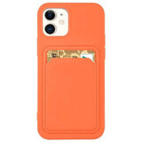 Card Case siliconen portemonnee hoesje met kaartsleuf documenten voor iPhone 12 Pro oranje