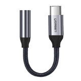 Adaptador de auriculares Ugreen de minijack de 3,5 mm a USB tipo C 10 cm gris (30632)