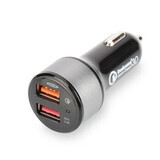 Ednet Qualcomm Quick Charge 3.0 autolader, 2xUSB (3A/2.4A), zwart/zilver