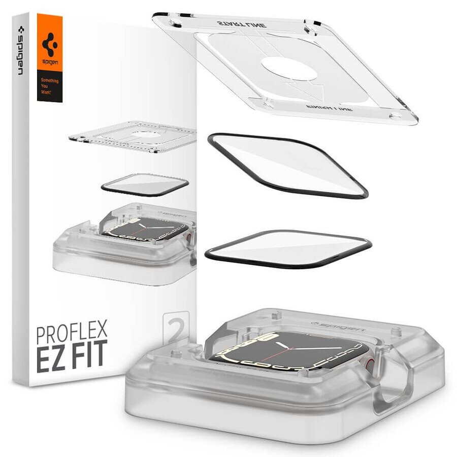 Spigen ProFlex EZ Fit hybrid glass for Apple Watch 7 / 8 (45 mm) - 2 pcs.