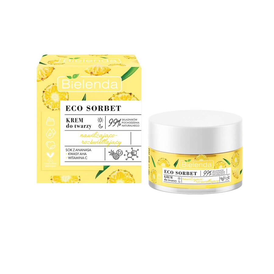 Bielenda ECO Sorbet Ananas, feuchtigkeitsspendende und leuchtende Creme, 50 ml