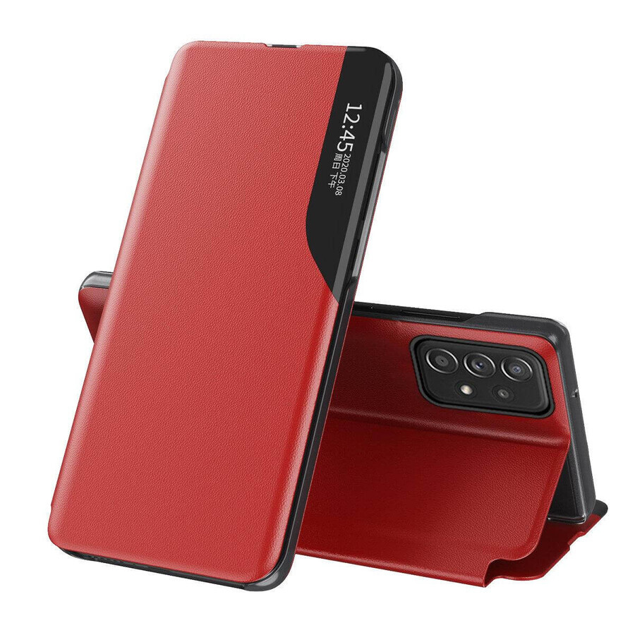 Eco Lederen Bekijk Case elegante case met flip cover en standaard functie Samsung Galaxy A73 rood