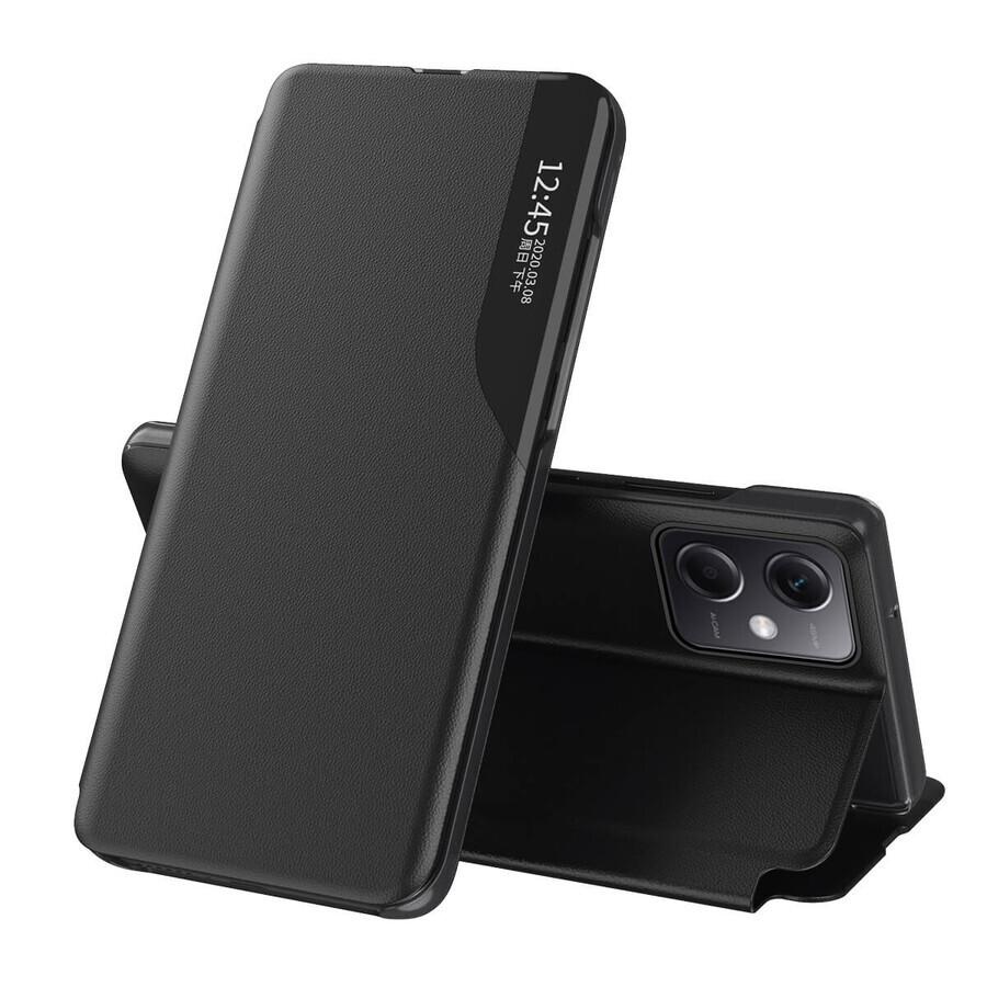 Eco Leather View Tasche für Xiaomi Redmi Note 12 5G / Poco X5 5G mit Klappe Stand schwarz