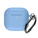 Husă din silicon pentru Airpods 4 cu carabină - albastru deschis