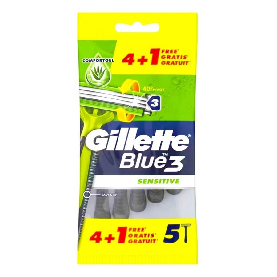 Gillette Blue3 Sensitive Disposable razors, 5 pieces