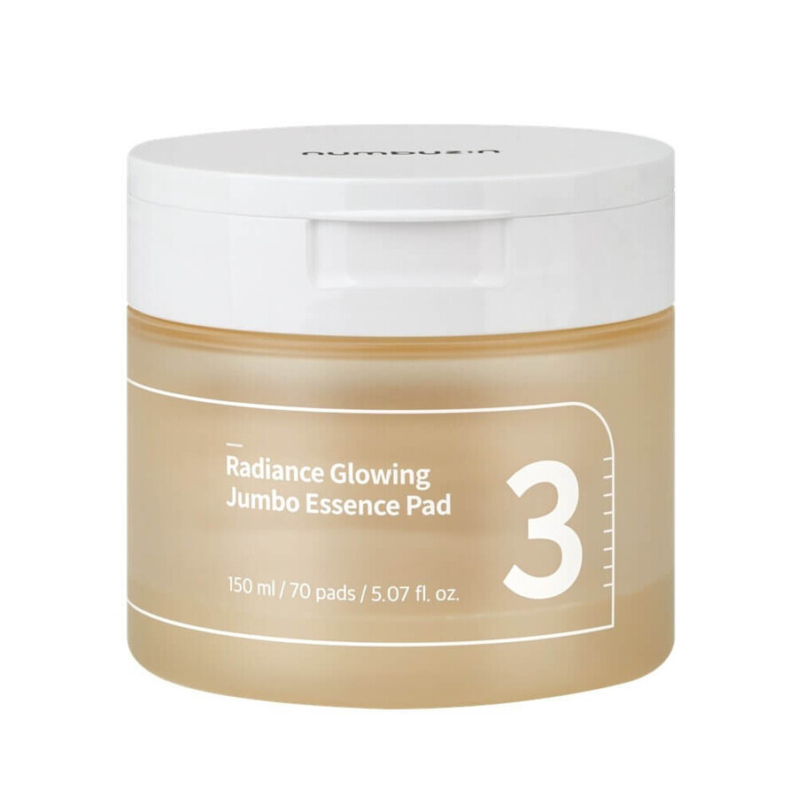 Numbuzin No.3 Radiance Glowing Jumbo Essence Pad Tampons tonifiants, 70 pièces