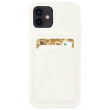 Card Case silicon portofel caz cu card de documente buzunar pentru Samsung Galaxy A22 4G alb