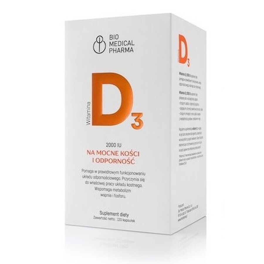 Vitamina D3 2000 UI, 120 cápsulas