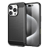 Siliconen Carbon hoesje voor iPhone 16 Pro Max - zwart