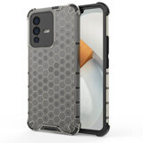 Honingraat gepantserde hoes met gel frame Vivo V23 5G zwart