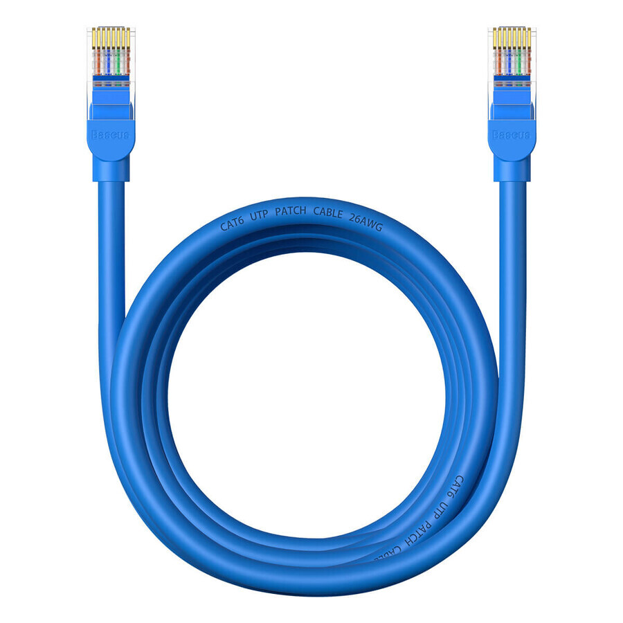 Ethernetkabel Baseus Hoge Snelheid Cat 6 RJ-45 1000Mbps 3m rond - blauw