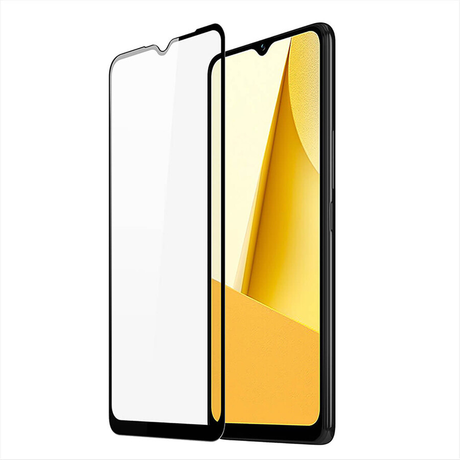 Dux Ducis 9D gehard glas Vivo Y16 / Y02s volledig scherm gehard glas met frame zwart (case-vriendelijk)