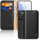 Dux Ducis Hivo piele flap caz portofel din piele naturală pentru carduri și documente Samsung Galaxy S22+ (S22 Plus) negru