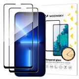Wozinsky conjunto de 2x super-fuerte Full Glue pantalla completa de vidrio templado con marco Case Friendly iPhone 14 Plus / 13 Pro Max negro