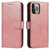 Custodia a portafoglio con patta di base per iPhone 15 Plus Custodia magnetica - rosa