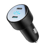 Chargeur de voiture 2x USB C 70W avec affichage LED Joyroom JR-CCD02 - noir